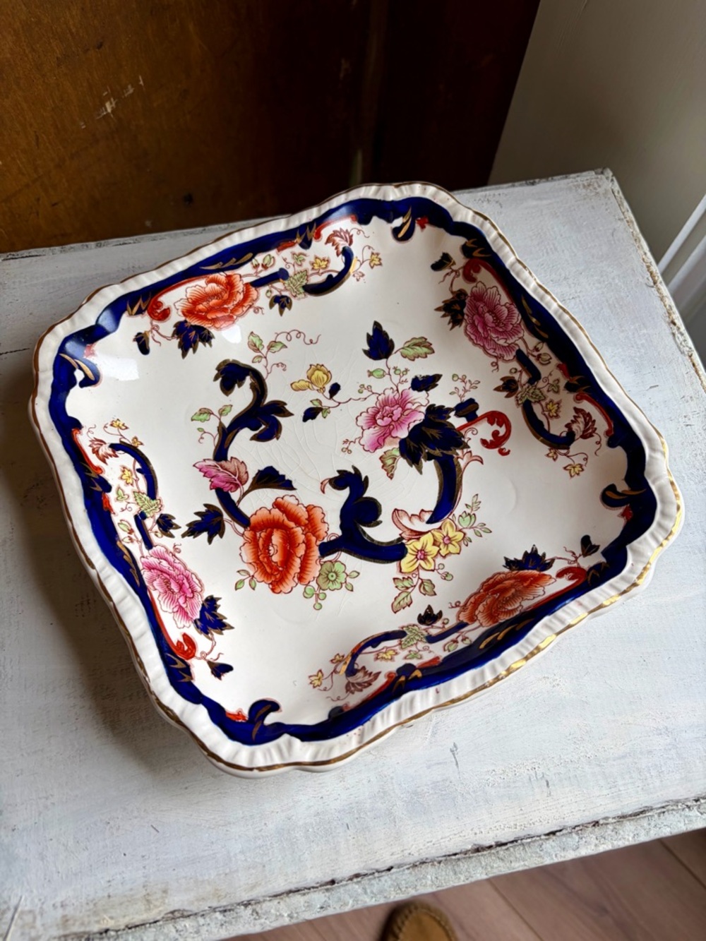 Vintage Mason’s Blue Mandalay Ironstone Square Dish